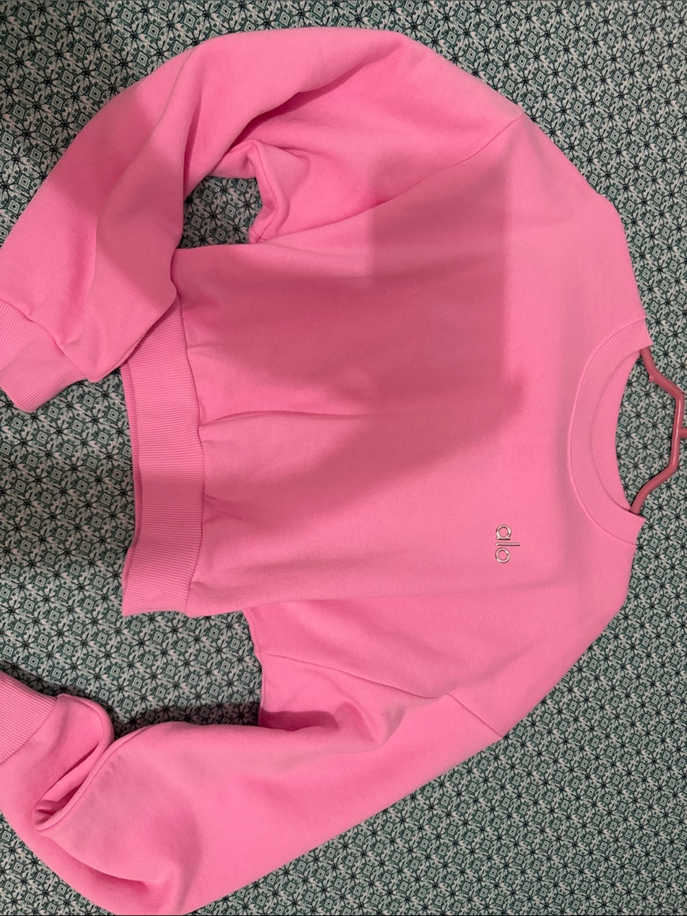 ALO Yoga Bright Pink Cropped Crewneck Sweatshirt